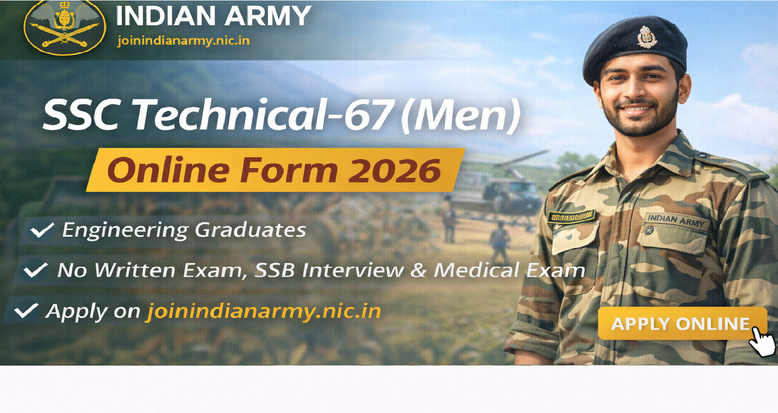 Indian Army SSC Technical-67 Male Online Form 2026