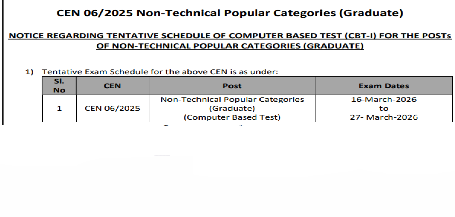 RRB NTPC Graduate Level Exam Date 2026 