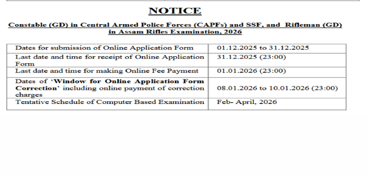 SSC GD Constable New Exam Date 2026